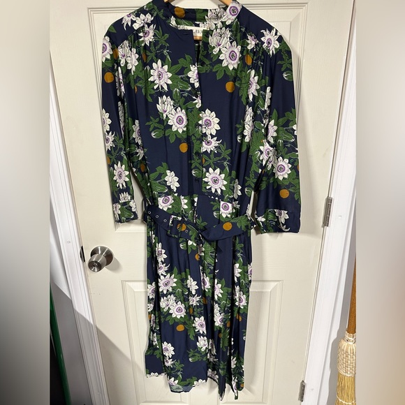 Palava Cynthia Passionflower UK18/US14 midi dress floral BNWT navy - Picture 5 of 8